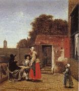 Pieter de Hooch Dutch gard oil painting picture wholesale